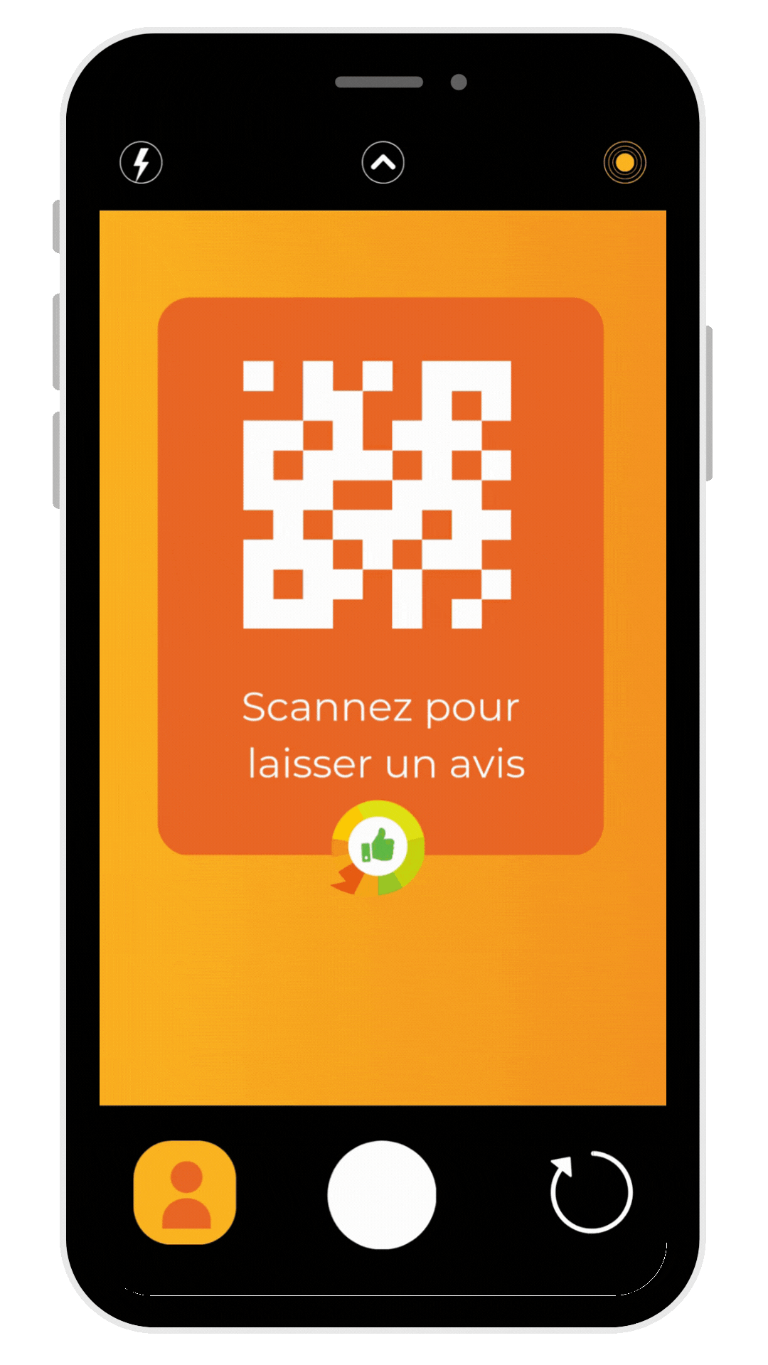 Customer scanning a QR code to leave a review on their phone